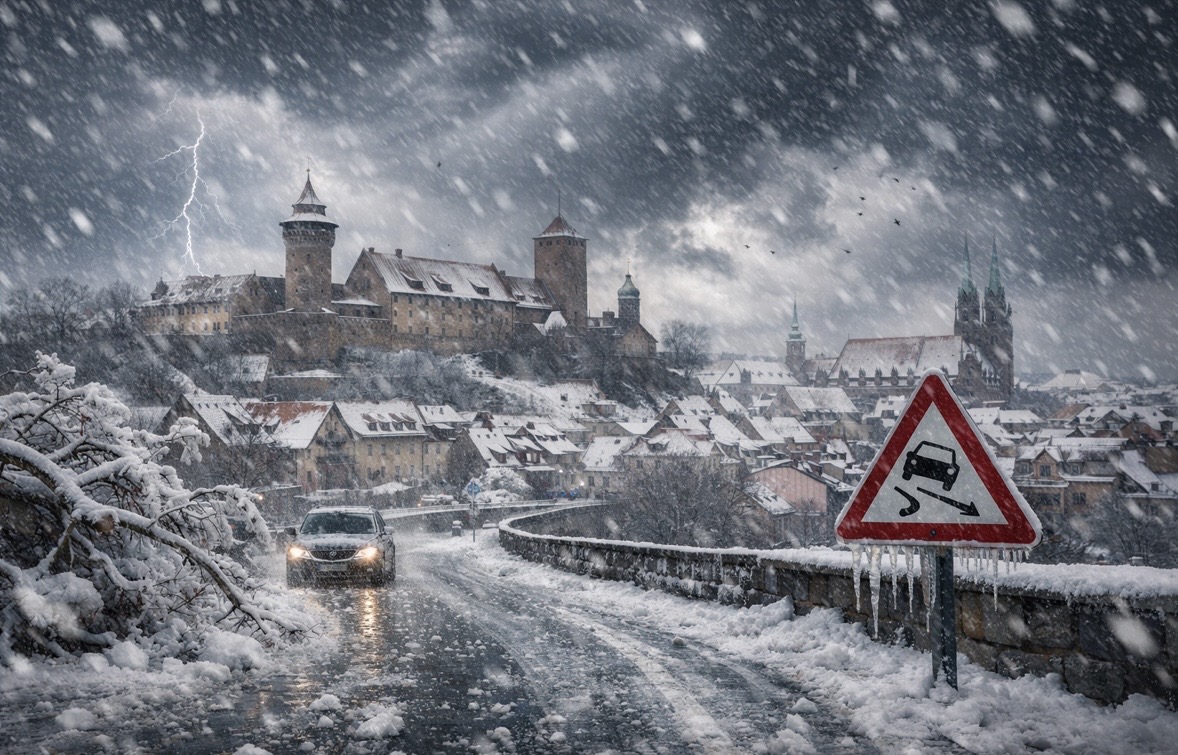 Sturmtief „Elli“ bringt Schnee, Eisregen und Glätte ins Nürnberger Land